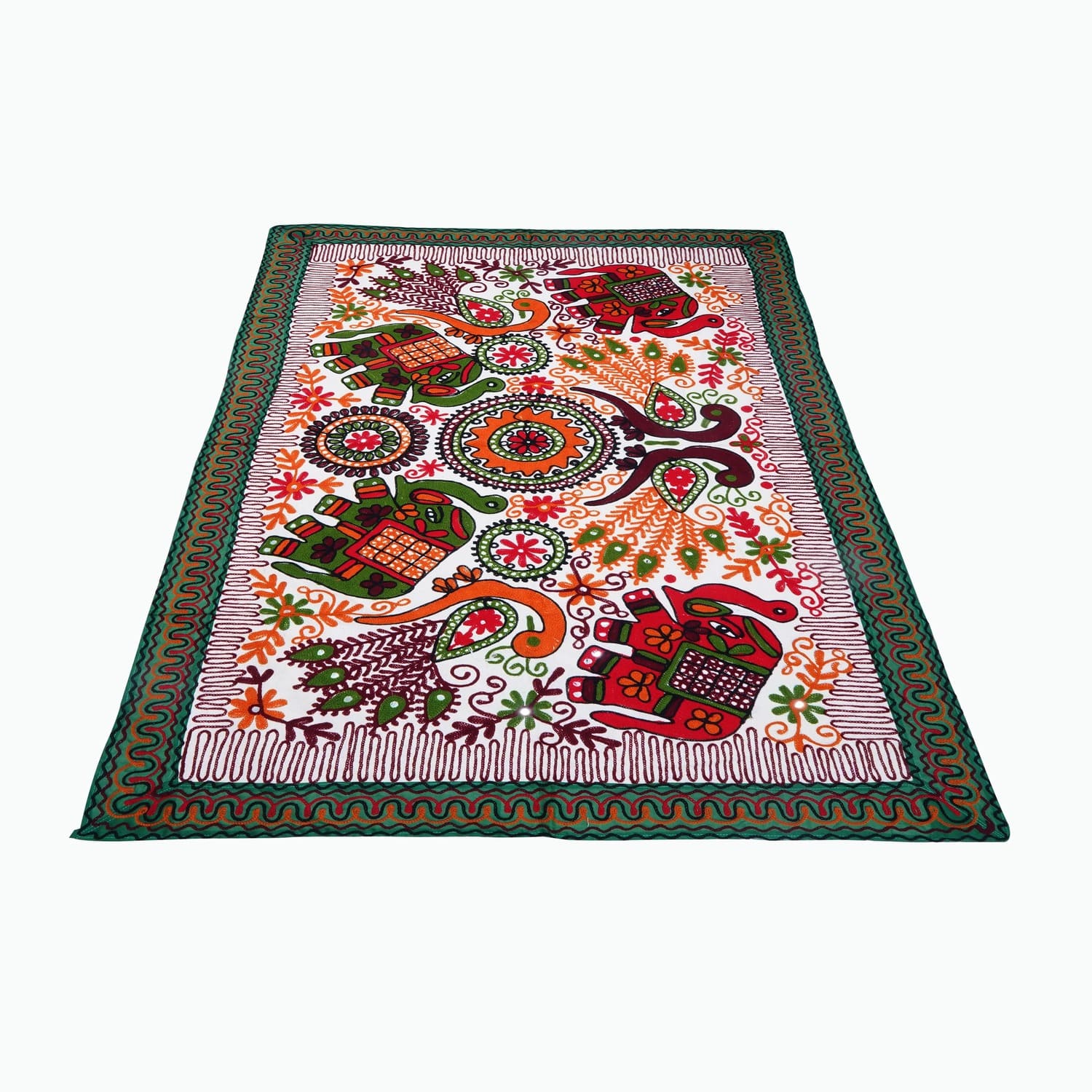 wall hanging handicraft mat in beautiful elephant and peacock