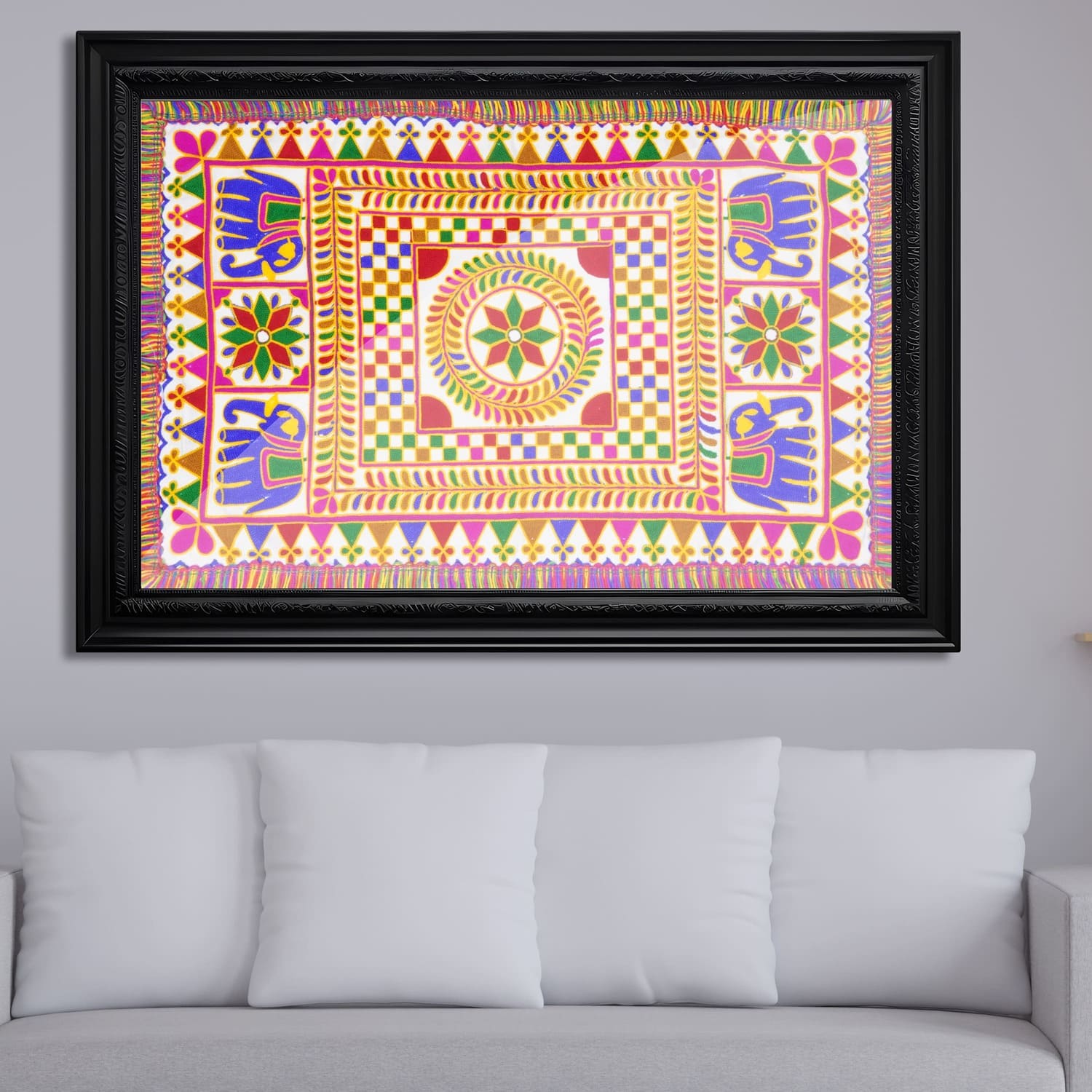 wall hanging handicraft mat in beautiful elephant