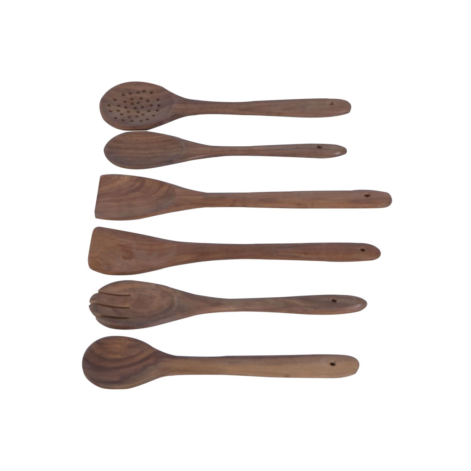 Hand N Art Premium Wooden Spoons and Spatula Set of 6 for Cooking, Sleek, Sold and Non-Stick Cookware for Home Use and Kitchen Dcor