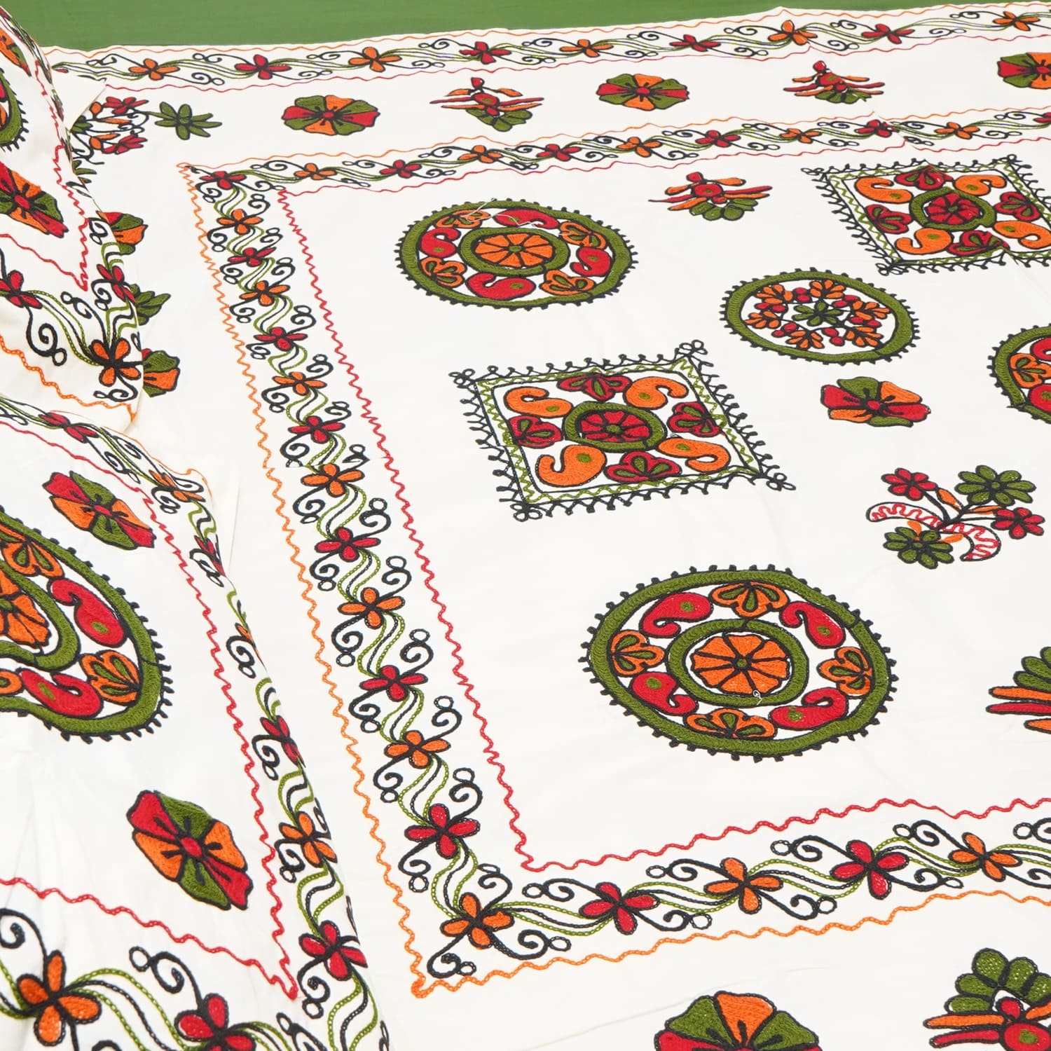 Rajasthani Kart Pure 100% Cotton handmade Double Bed Sheet with 2 Pillow Covers #2003