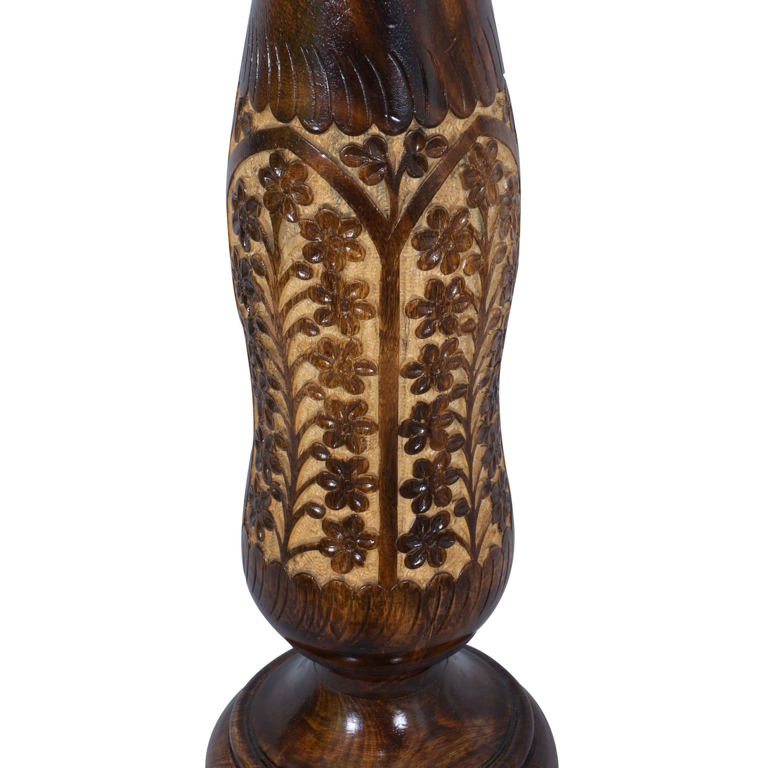 Blessing Handicrafts Antique Kashmiri Carving Flower Vase/Pot,Wood Carving Flower vase Round Shape Home Decorative Wooden Vase