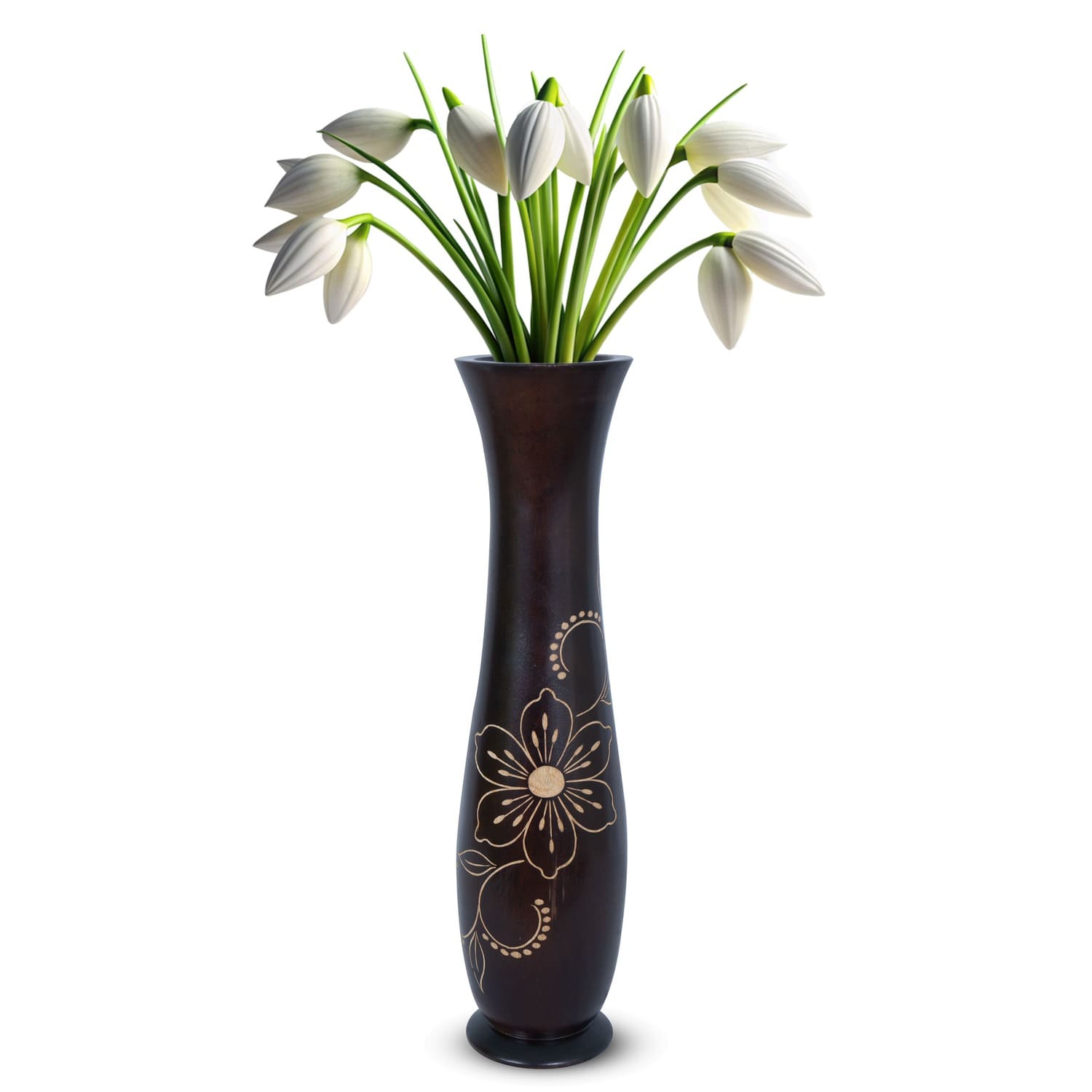 Classical Youth Wooden Hand-Crafted Flower-Vase for Home/Office/Bedroom/Living Room/Interior Decor