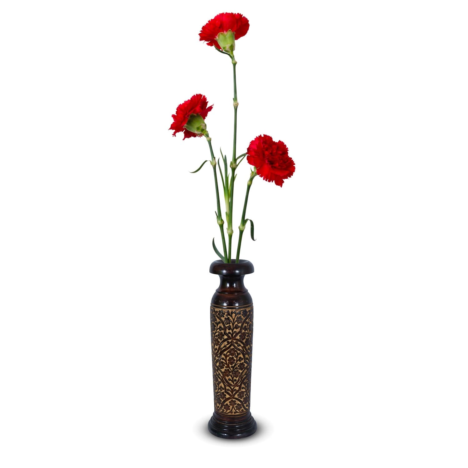 Wooden Flower Pot Beautiful Flower Vase for Home Decoration Item Big Size 20 in (Brown)