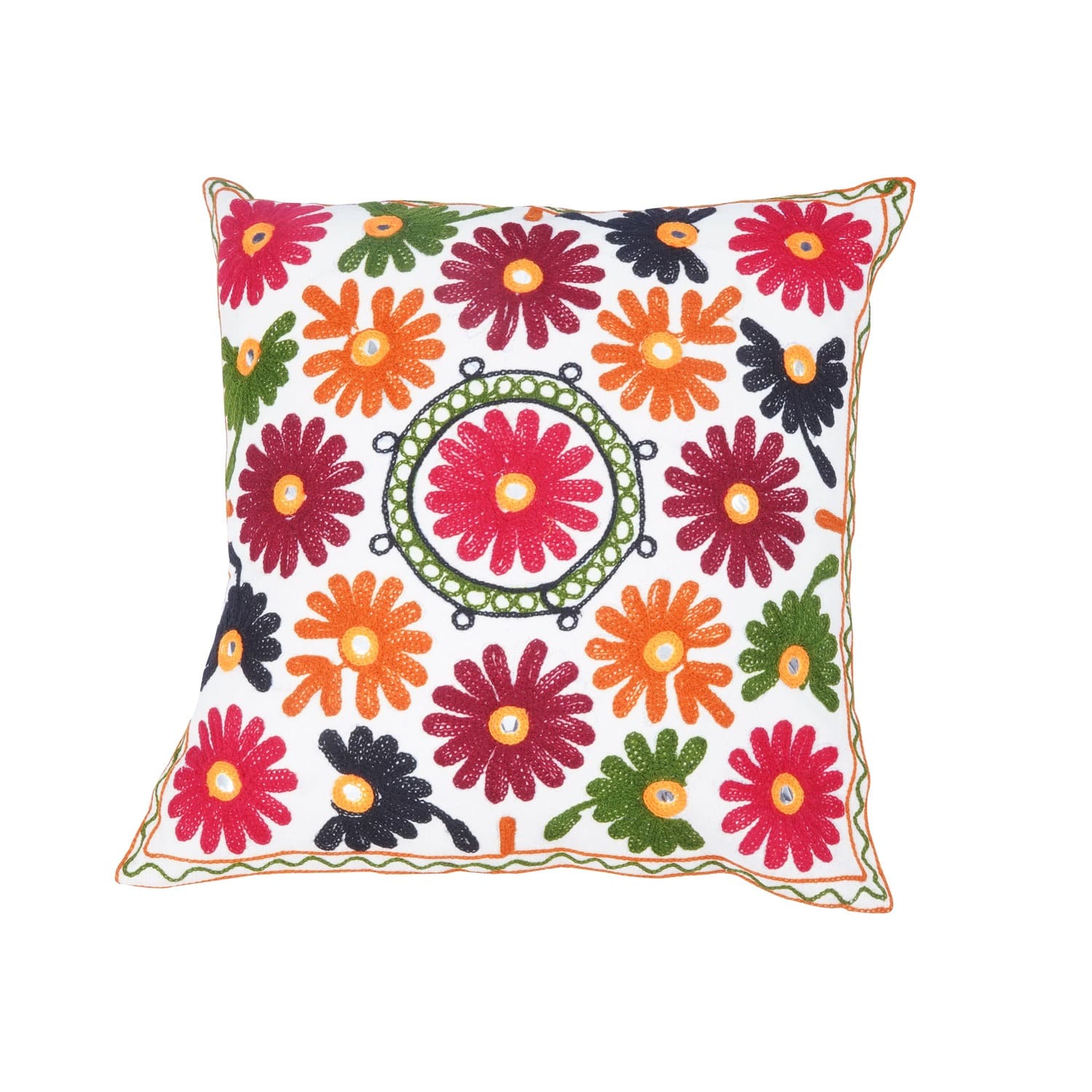 Maharanis Exclusive Rajasthani Multi-Colour Thread Work Cushion Cover