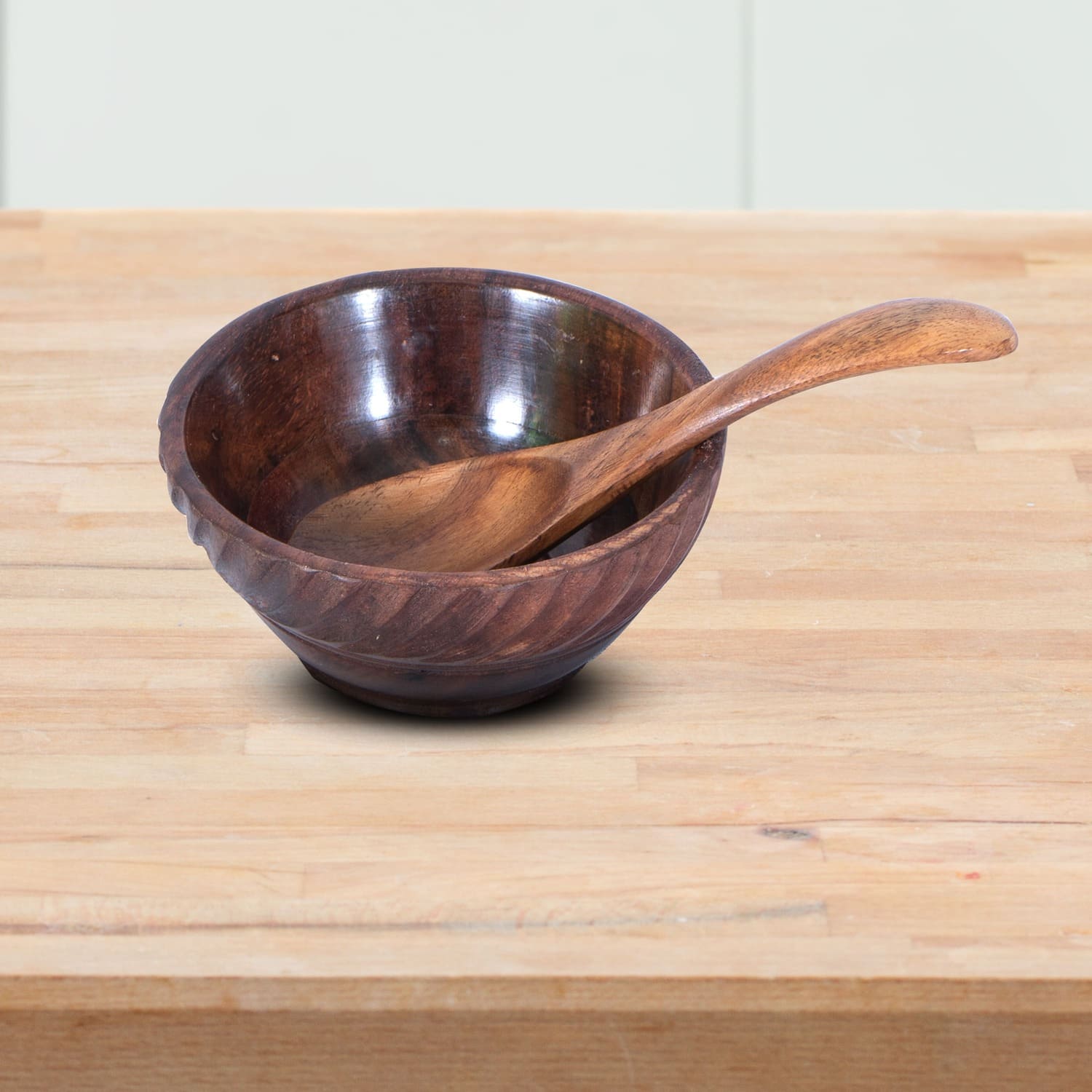 wooden bowl set and spoon in antique design