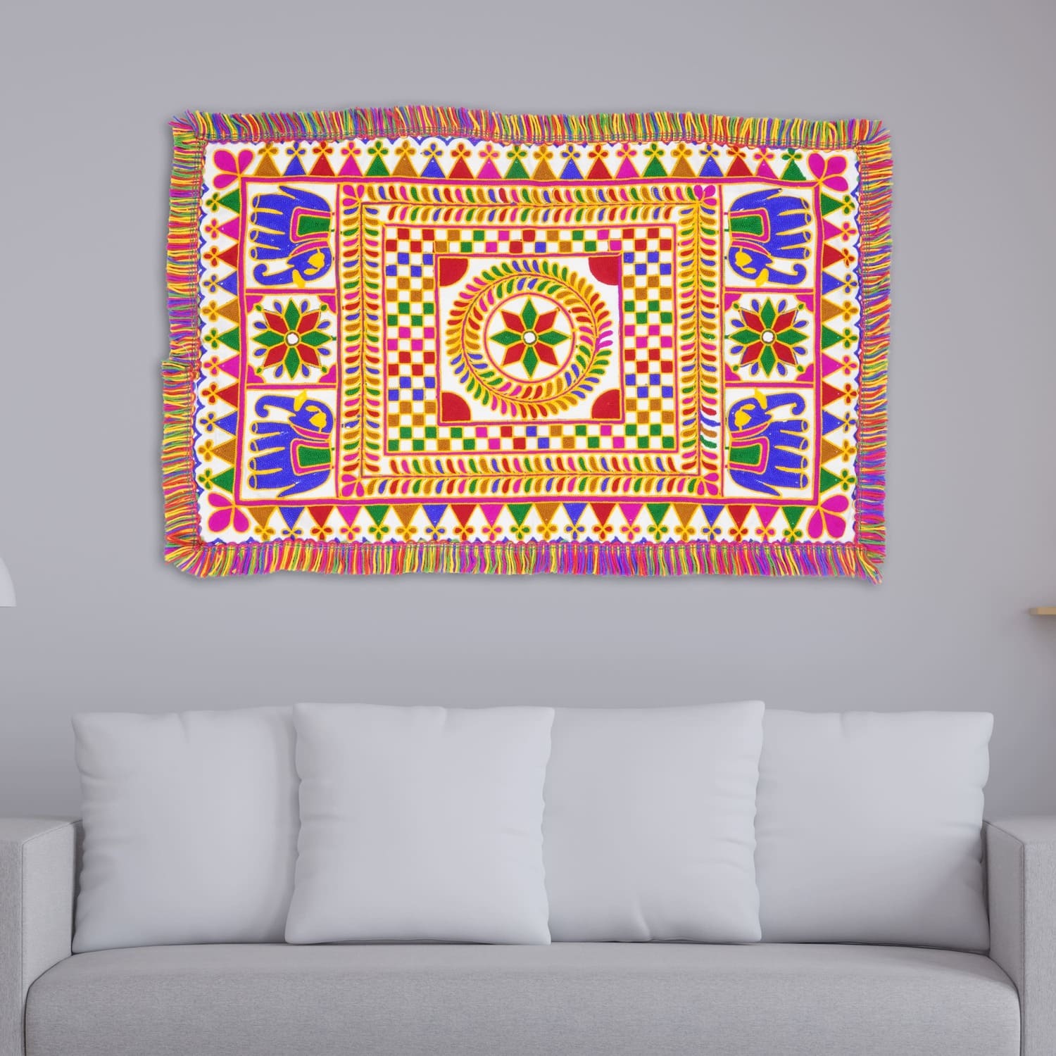 wall hanging handicraft mat in beautiful elephant