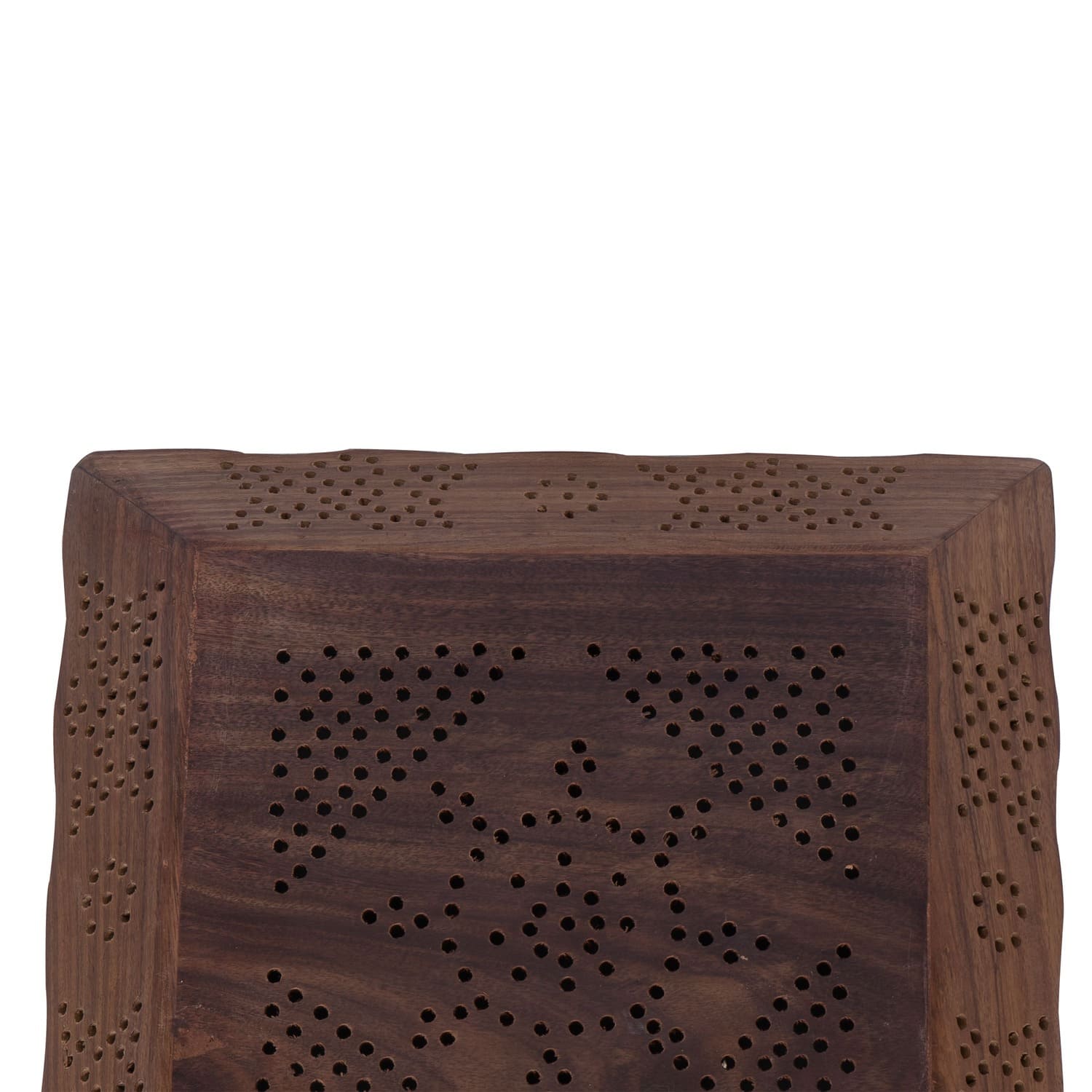 Natural Wooden Rectangular Shaped Serving Tray in Sheesham Wood with Beautiful Flower Design for Kitchen Serving/Dining Tableware