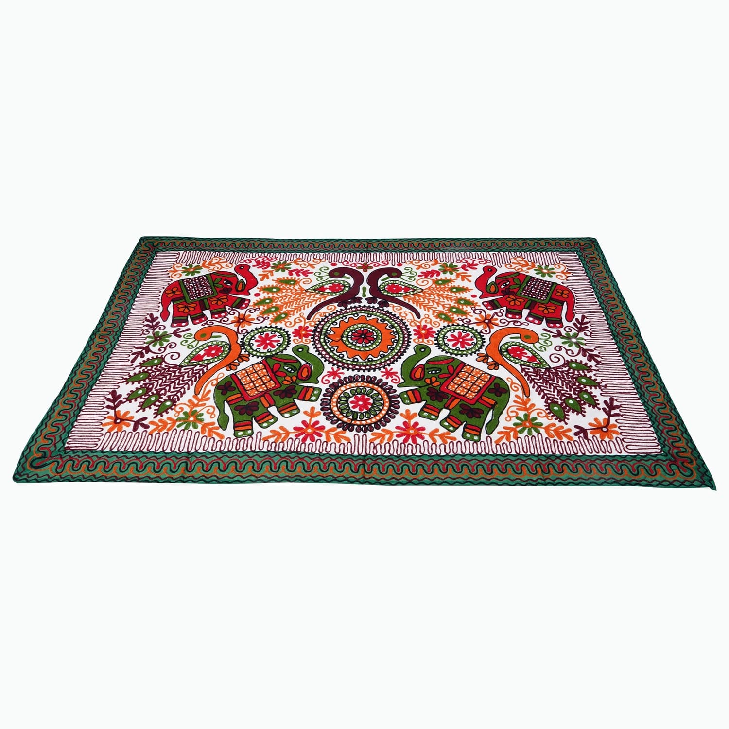 wall hanging handicraft mat in beautiful elephant and peacock