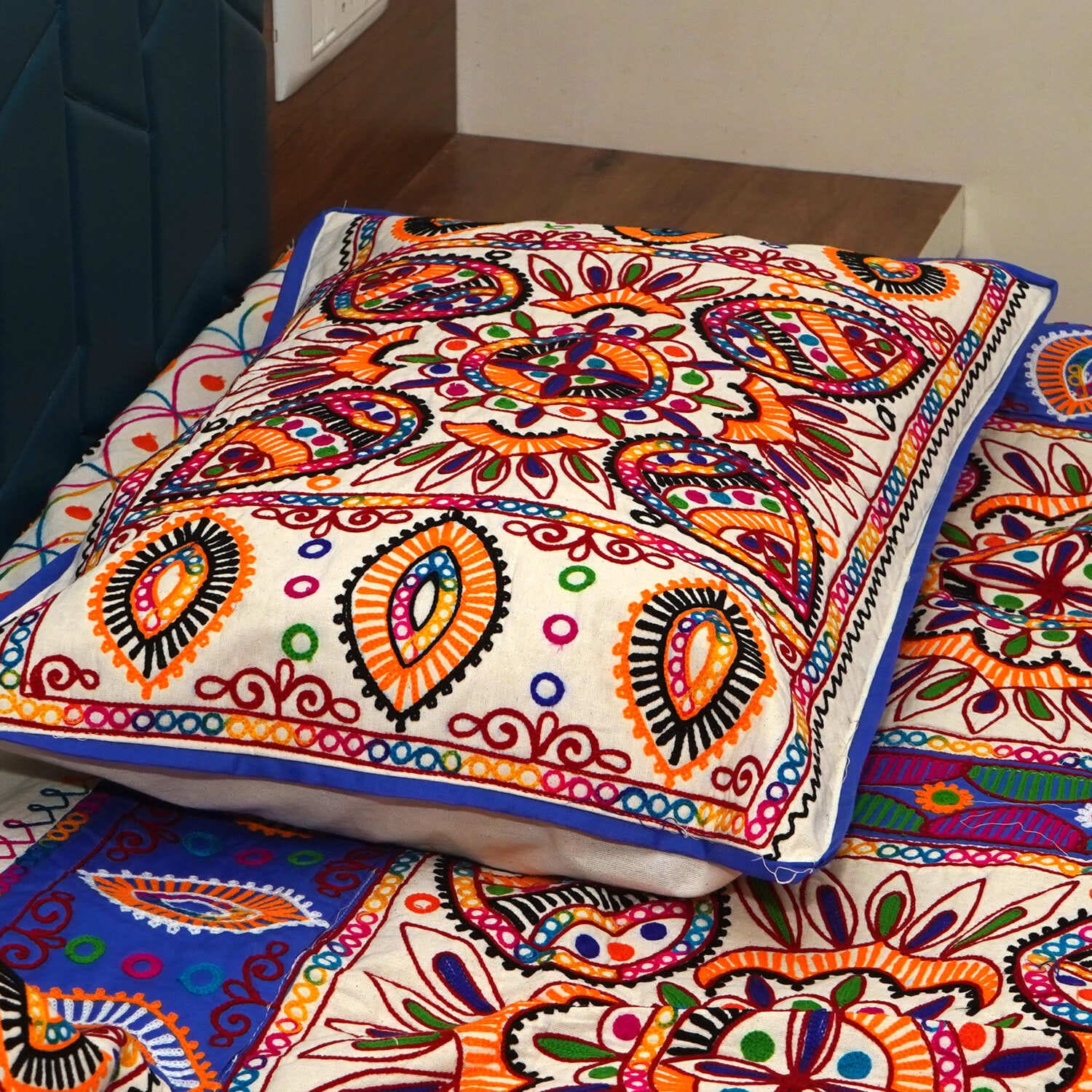 Rajasthani Kart Pure 100% Cotton handmade Double Bed Sheet with 2 Pillow Covers #2000