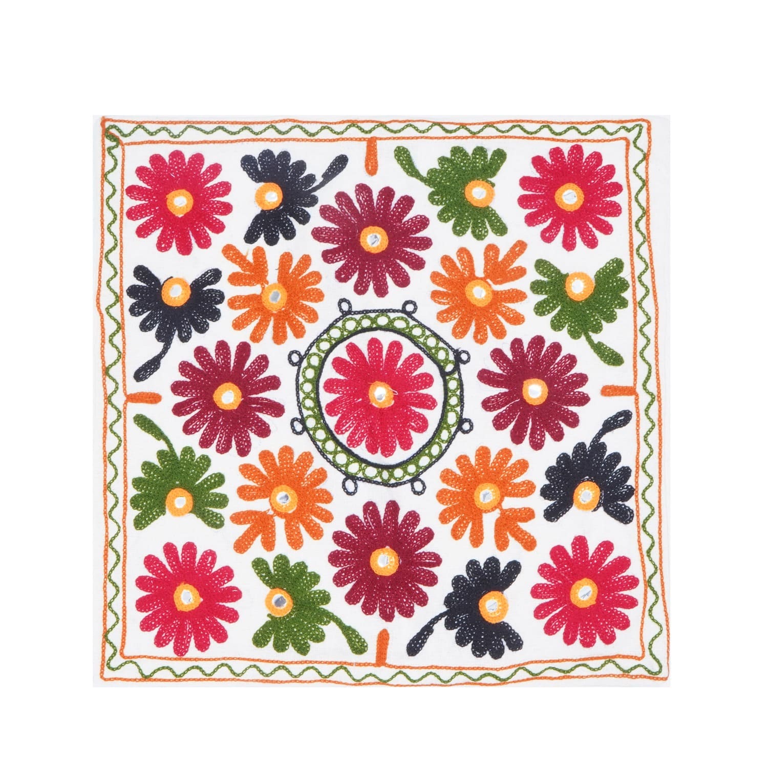 Maharanis Exclusive Rajasthani Multi-Colour Thread Work Cushion Cover